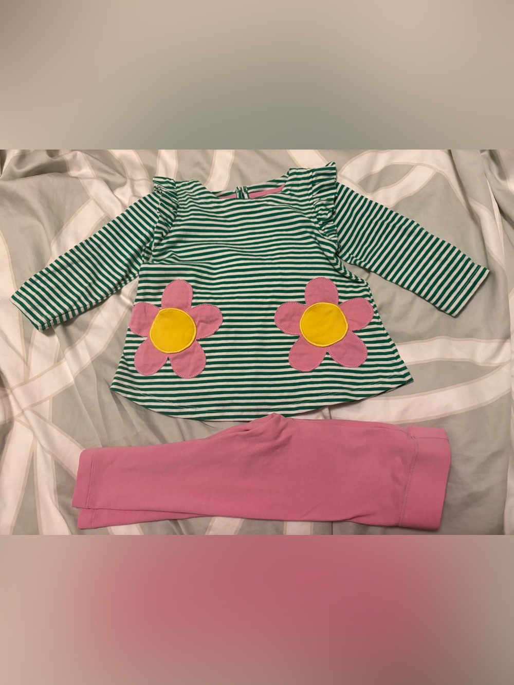 Mini Boden Pink & Green Striped Shirt